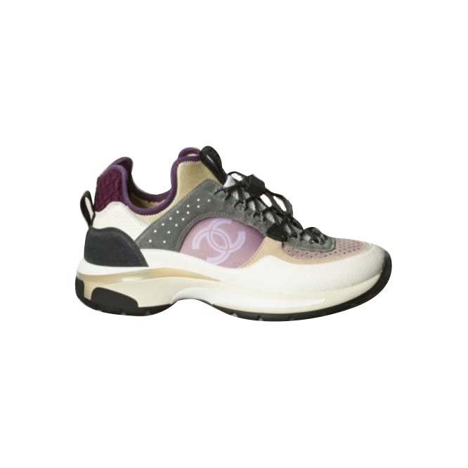 Ch*el sneakers fabric, suede calfskin, mesh & fabricwhite, gray, purple g39488 y56142 k4944